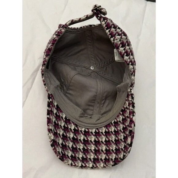 J. Crew Houndstooth Purple Gray Wool Blend Cap 100% Cotton Lining One Size Adj - Picture 5 of 14